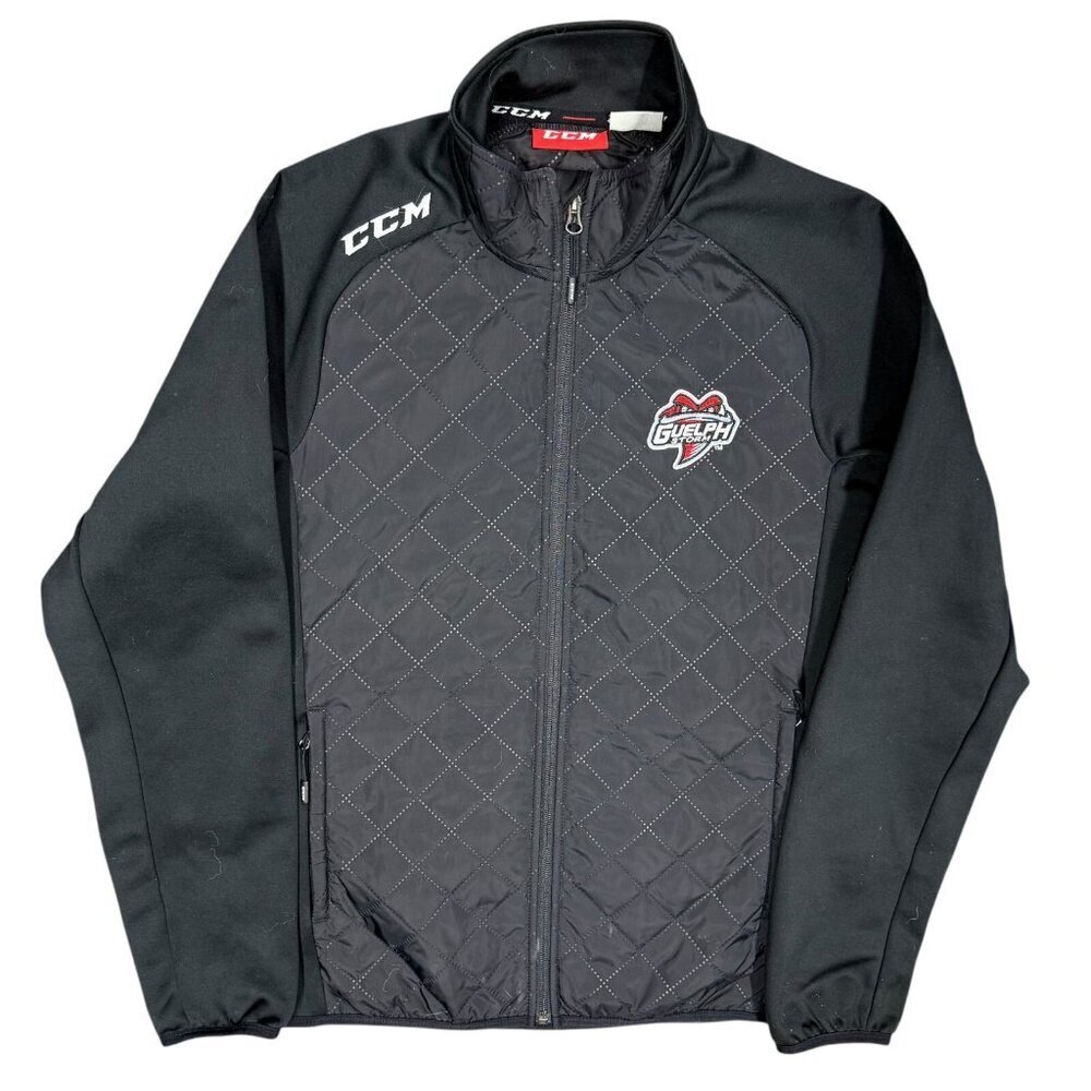 CCM Guelph Storm OHL Full Zip Up Quilted Track Jacket Windbreaker Black Small